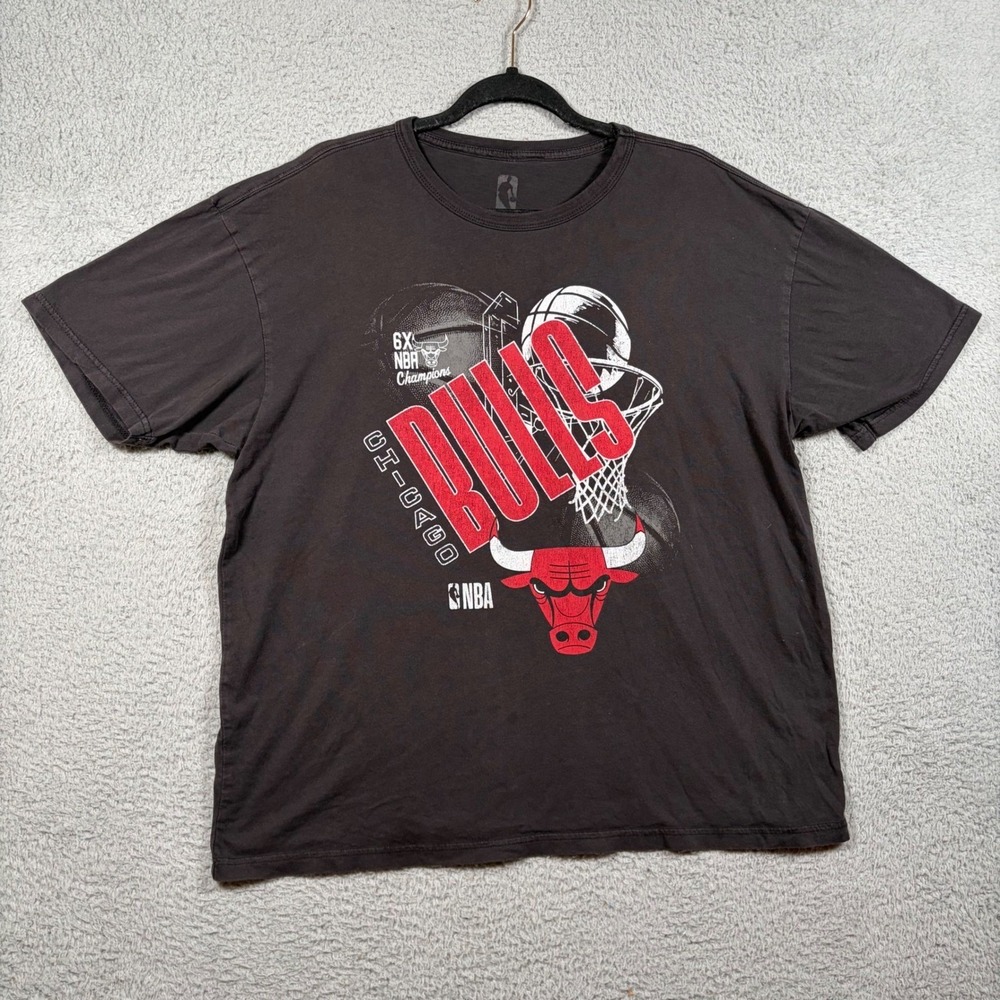 NBA Chicago Bulls‎ 6X Champions Graphic T-Shirt Mens Large Black Cotton Tee
